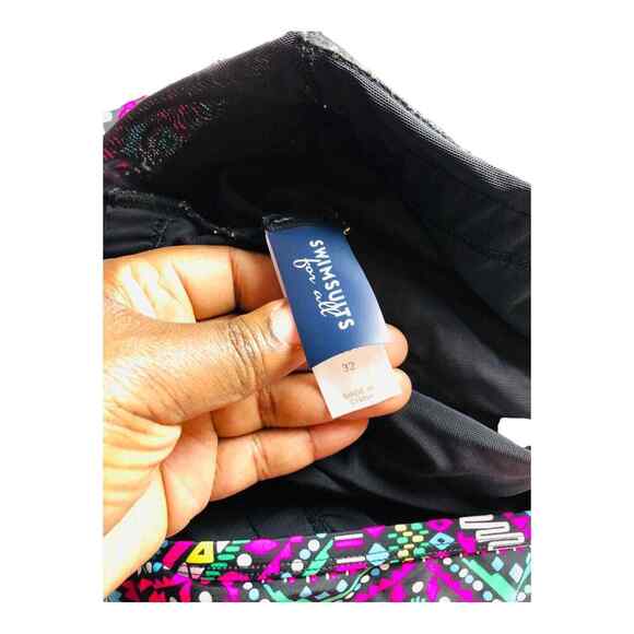 Swimsuit For All Womens One Piece Geometric Swim Bathing Dress Suit Size 32 - Picture 7 of 7